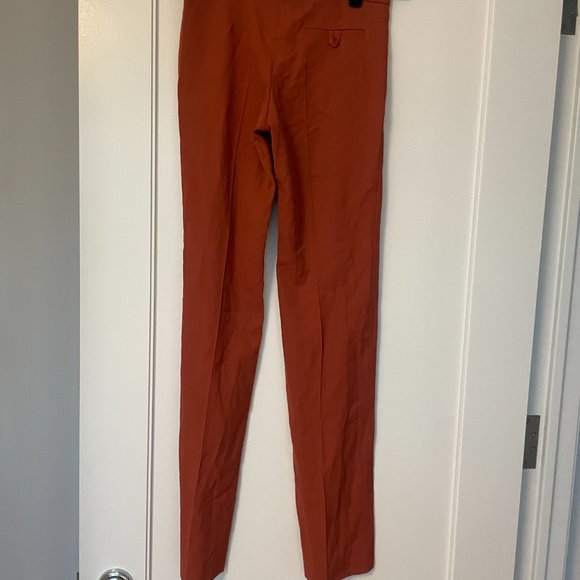 Balenciaga Straight Leg Dress Pants Sz 2 Rusted Orange Mid-Rise Trousers - Picture 9 of 10